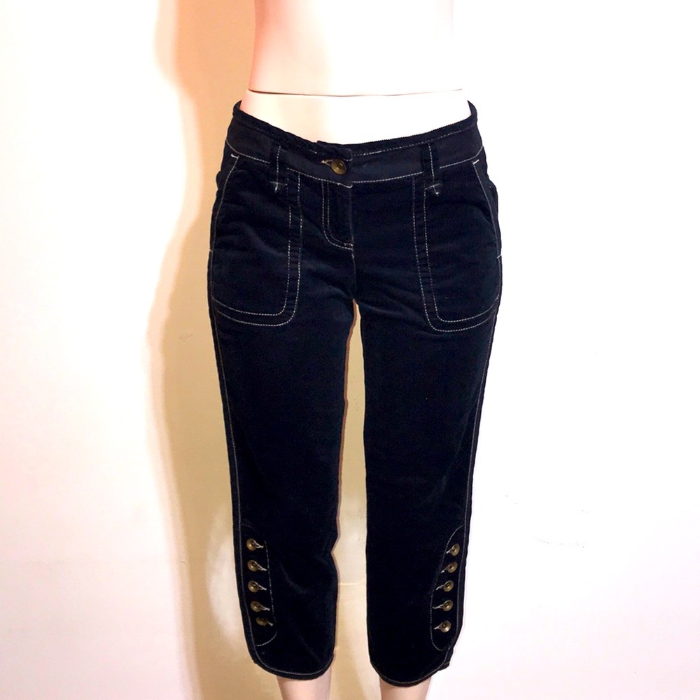 Ann Taylor LOFT Black Corduroy Cropped Capri Pant
